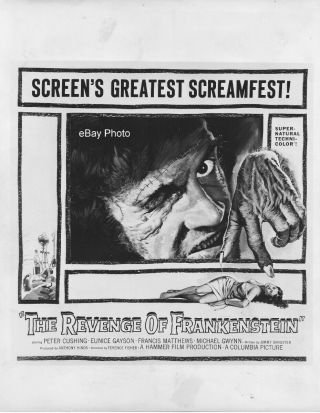 Revenge Of Frankenstein 6 - Sheet Poster Art Photo Hammer Horror
