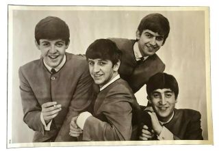 Early Beatles 1964 Vintage Black And White Photo Poster