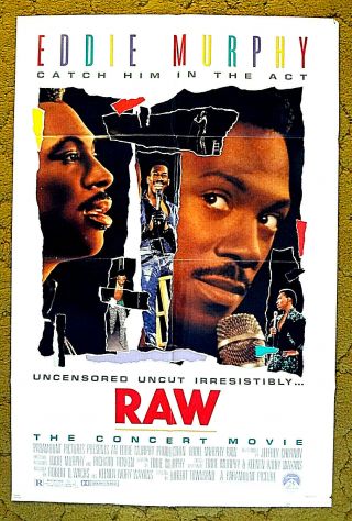 " Eddie Murphy : Raw " 1987 Stand Up Comic Preformance Filmed Live / Poster 27x41
