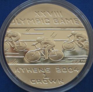 Isle Of Man 1 Crown Silver Proof 2004 Athens Olympic Games Cycling