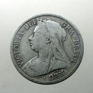 Queen Victoria Large Silver Half Crown_great Britain_minted 1899_old Head