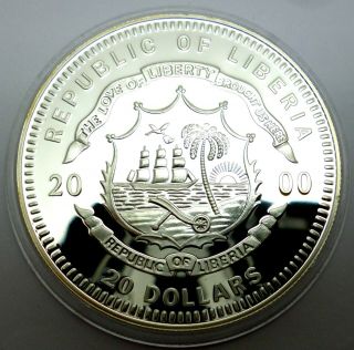 Liberia 20 Dollars 2000 999 Silver Coin Proof Copenhagen Buildings T46,  2 2