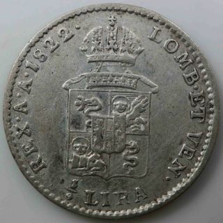 Italian States Lombardy - Venetia 1/4 Lira 1822 V Franz I Silver [78