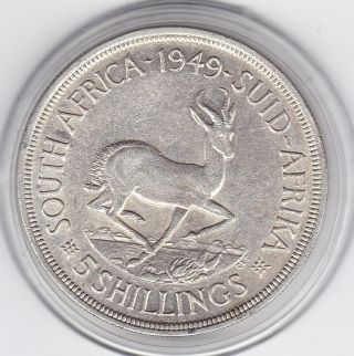 South Africa 1949 Five Shilling - Silver (80) Coin