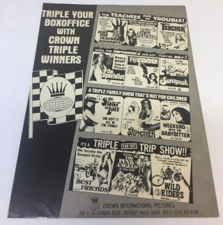 1976 Grindhouse Trade Ad Trip With The Teacher,  Superchick,  Wild Riders,  More