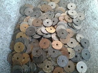 100 Holed Belgium 25 Centimes For Jewlry,  Crafts,  Collecting - All From 1920 