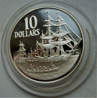 1988 Australia Silver Proof,  10 Dollars - Elizabeth Ii 3rd Portrait - First Fleet
