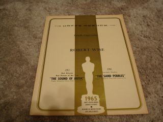 The Sound Of Music 1965 Oscar Ad Win For Best Pic,  Robert Wise,  The Sand Pebbles