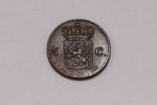 Netherlands 1/2 Cent 1822 Scarce Sharp Details With Finngerprint B29 Z451