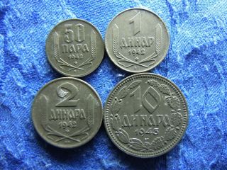 Serbia 50 Para.  1,  2 Dinara 1942,  10 Dinara 1943,  Km30 - Km33