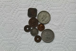 India Coins,  3 Silver,  5 Non - Silver,  1 Rupee 1944 - 45,  1/4 Rupee 1944,  1/12 Anna