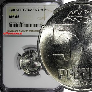 German - Democratic Republic Aluminum 1982 - A 50 Pfennig Ngc Ms66 Gem Bu Km12.  2/072