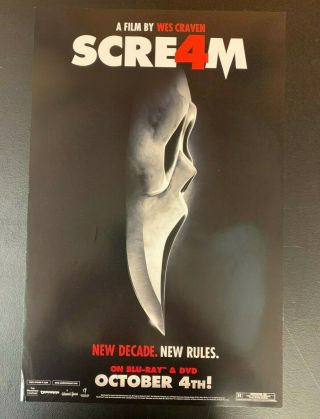 Scream 4 Movie Promo Poster 2011 Wes Craven Film 11 " X 17 "