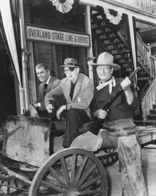 John Wayne,  James Stewart & John Ford B&w 8x10 Photo
