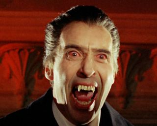 Christopher Lee Bearing Fangs With Red Eyes Dracula Hammer Horror 8x10 Photo