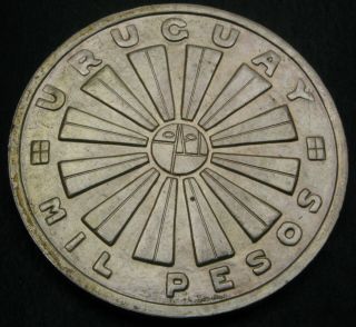 Uruguay 1000 Pesos 1969 So - Silver - F.  A.  O.  - Aunc - 154