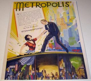 1927 Trade Ad " Metropolis " Silent Sci - Fi Movie Fritz Lang