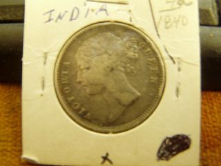 1840 EAST INDIA COMPANY SILVER BRITISH INDIA 1 RUPEE QUEEN VICTORIA COIN 2