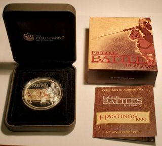 2009 Perth Tuvalu $1 Dollar Famous Battles In History Hastings Silver Coin