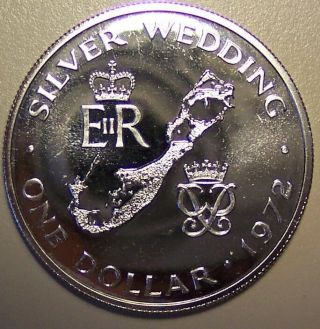 1972 Bermuda Dollar - Elizabeth Ii Silver Wedding Anniversary - Proof - Km 22a
