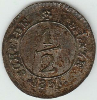 1837 German States Württemberg 1/2 Kreuzer Silver Billon Tiny 13mm Scarce