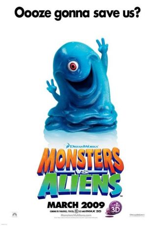 Monsters Vs Aliens Movie Poster 2 Sided Advance 27x40 Seth Rogen
