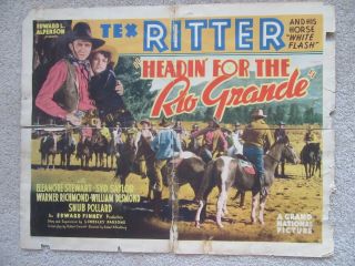 Headin For The Rio Grande 1936 Hlf Sht Movie Poster Fld Tex Ritter Poor