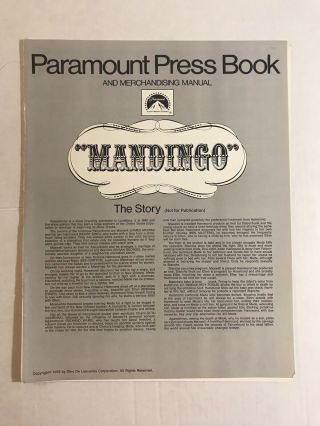 Mandingo Pressbook 1975 4 Pages 11x14 Blaxploitation Movie Poster Art 1289
