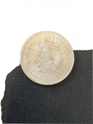1947 Mo Mexico 5 Pesos Silver Cuauhtemoc 30 Gramos Ley Cinco Pesos