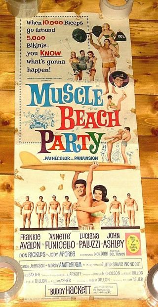 Muscle Beach Party 1964 Insert Poster Annette & Frankie Vg