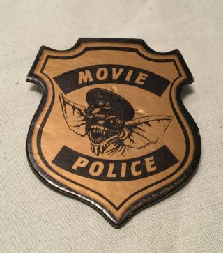 Gremlins Movie Police Pinback Button Roughly 2 1/16 " X 1 3/4 " Warner Bros.  1988