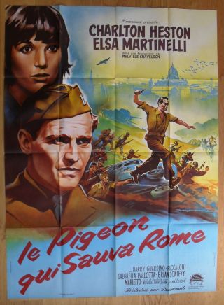 Pigeon That Took Rome Heston French Movie Poster 63 " X47 " 