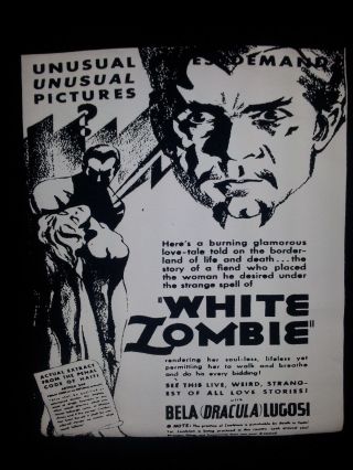 White Zombie Bela Lugosi Cult Film Movie Black Canvas Back Patch