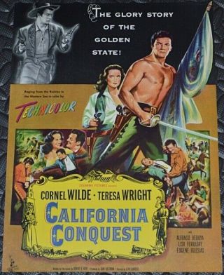 California Conquest 1952 Orig.  8x12 Movie Trade Ad Bare - Chested Cornel Wilde