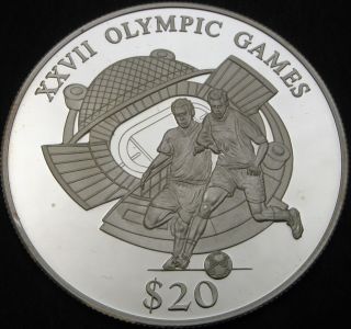 Liberia 20 Dollars 2000 Proof - Silver - Xxvii Olympic Games Soccer - 2753 ¤
