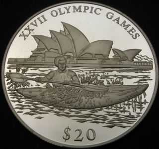 Liberia 20 Dollars 2000 Proof - Silver - Xxvii Olympic Games Kayak - 2776 ¤