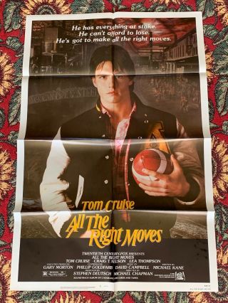 All The Right Moves 1983 Orig.  27x41 Movie Poster One Sheet Tom Cruise Folded