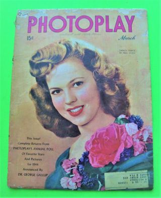 March 1945 Photoplay Shirley Temple Cover Hedy Lamar Betty Grable Linda Darnell