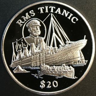 Liberia - Silver 20 Dollar Coin - Rms Titanic - 1998 - Proof
