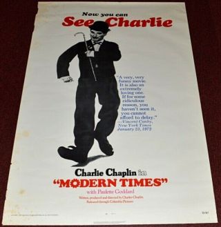 Charlie Chaplin Modern Times 1972 27x41 Movie Poster Paulette Goddard