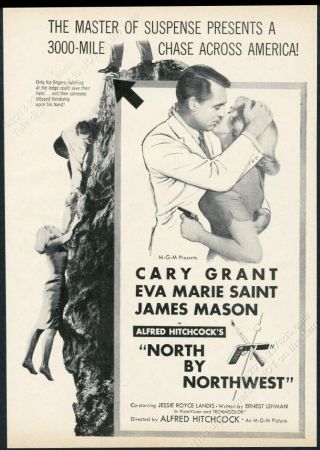 1959 North By Northwest Movie Cary Grant Eva Marie Saint Rushmore Photo Print Ad