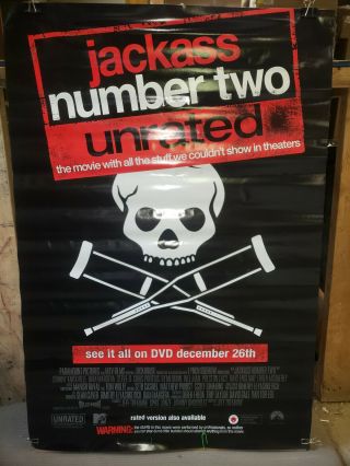 Jackass Number Two 2006 rolled 27.  25x39.  75 dvd promotional poster 3