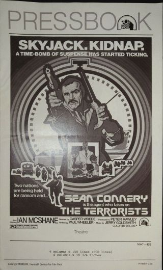 The Terrorists Pressbook 1975 Sean Connery,  Ian Mcshane