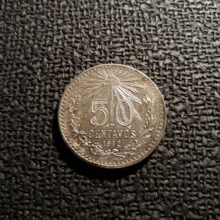 1912 - M Mexico 50 Centavos Silver