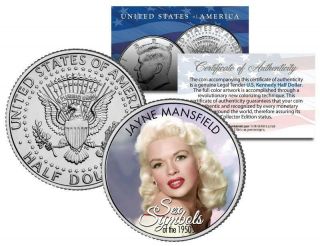 Jayne Mansfield 1950s Sex Symbol Colorized Jfk Kennedy Half Dollar U.  S.  Coin