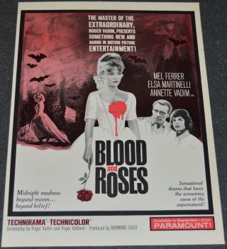 Blood And Roses 1961 9x12 Trade Ad Sexy Elsa Martinelli Vampire Horror