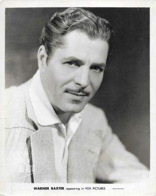 1931 Fox Movie Publicity Photo By Hal Phyfe Of Handsome Actor Warner Baxter