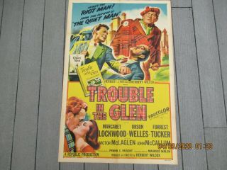 Vintage 1954 " Trouble In The Glen " Motion Picture Movie Promotion Poster