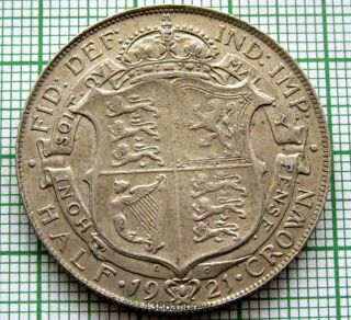 Great Britain George V 1921 Half 1/2 Crown,  Silver,