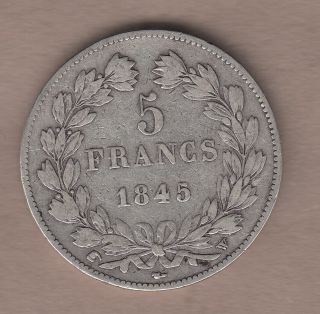 1845 France 5 Francs Louis Philippe I L@@k Fine